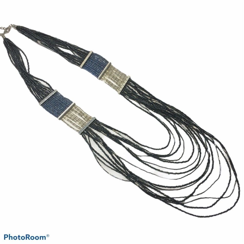 Chico's long Black multi strand layered necklace